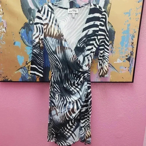 Joseph Ribkoff Faux Wrap Zebra/Animal Print Dress - Picture 1 of 3